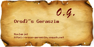 Orsós Geraszim névjegykártya